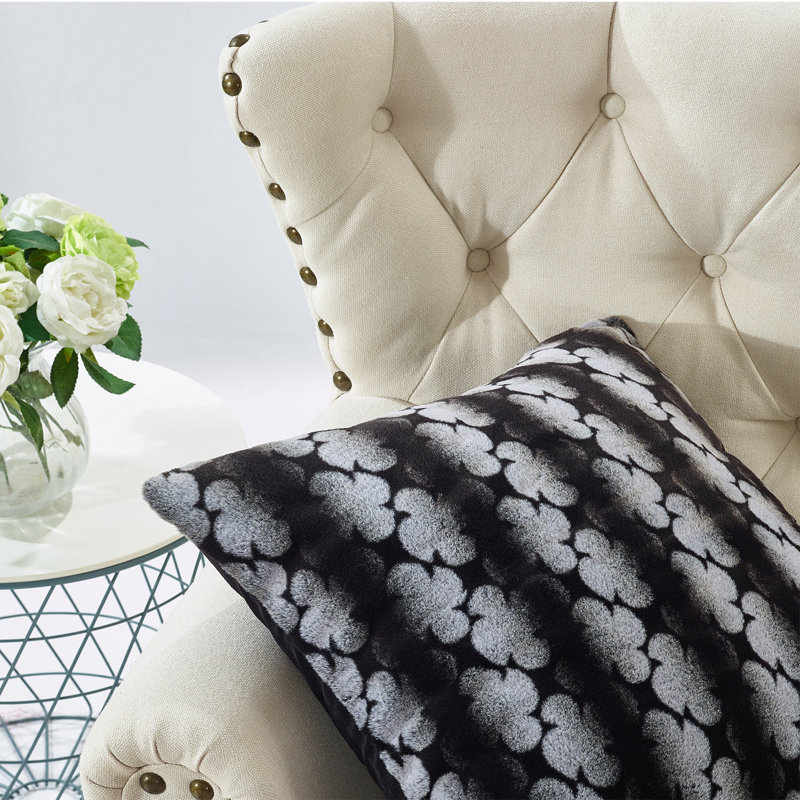 Floral Square Cushion Cover, Black, 66cm x 66cm