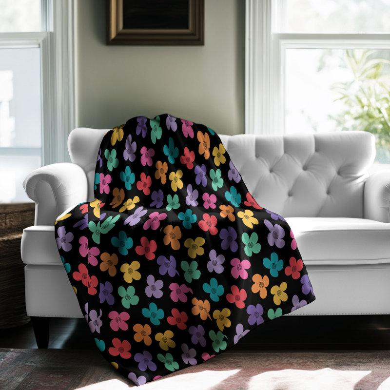 Vibrant Bloom - couverture sherpa de qualité supérieure 1 pièce, Lit simple