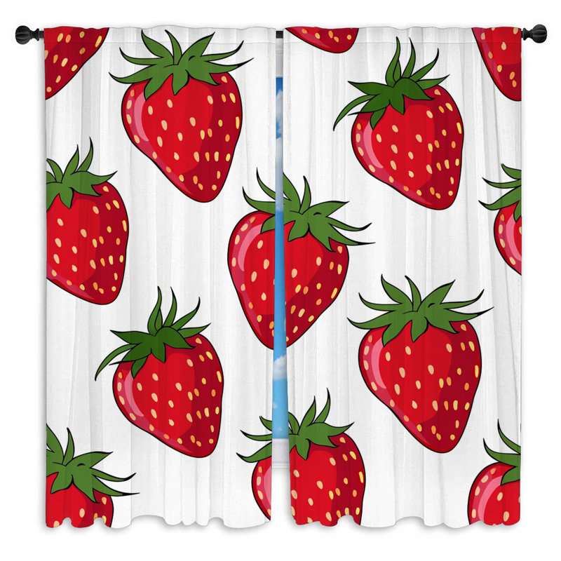 Rideaux pour fenêtre Strawberries - 2 panneaux, L 20 po x L 52 po