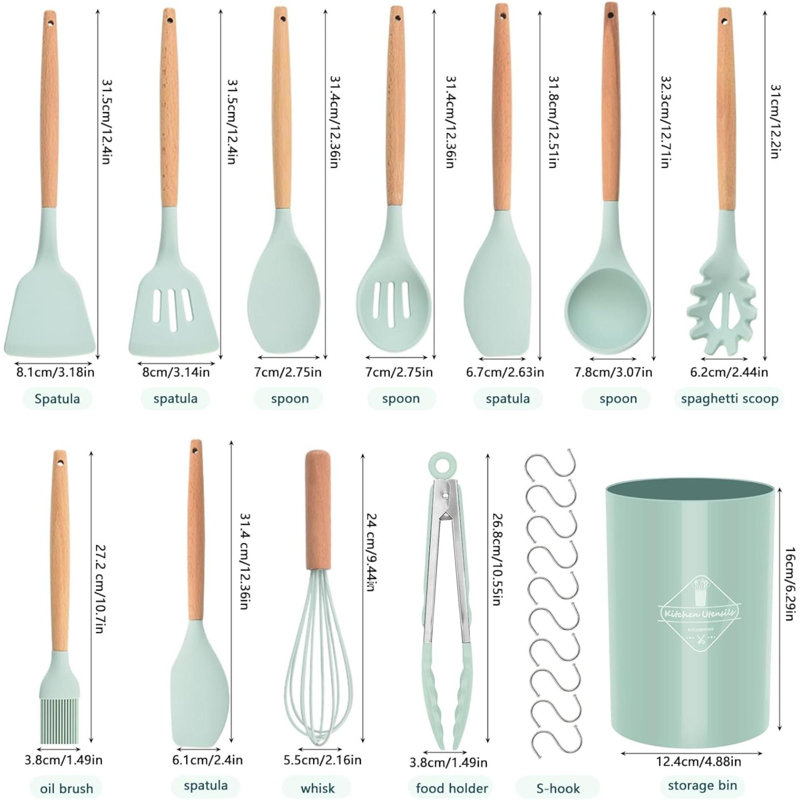 Rareweaves 22 Utensil Set, Green