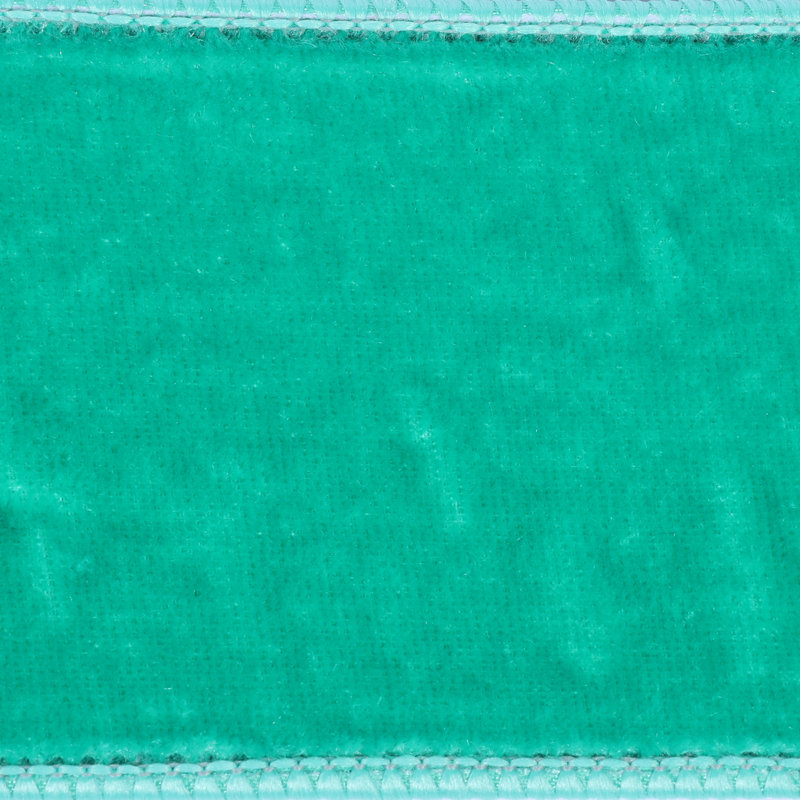 Ruban filaire en velours écume de mer de 2,5 po x 10 po Vickerman. Envers en dupion turquoise., Écume de mer, écume de mer