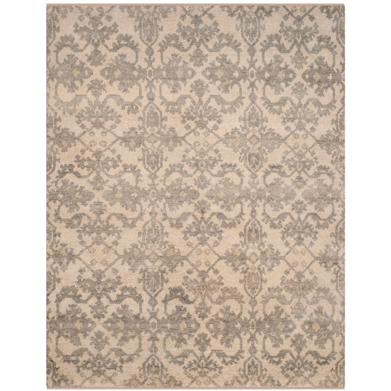 Sivas Hand-Knotted Ivory/Gray Area Rug, Rectangle 8' x 10'