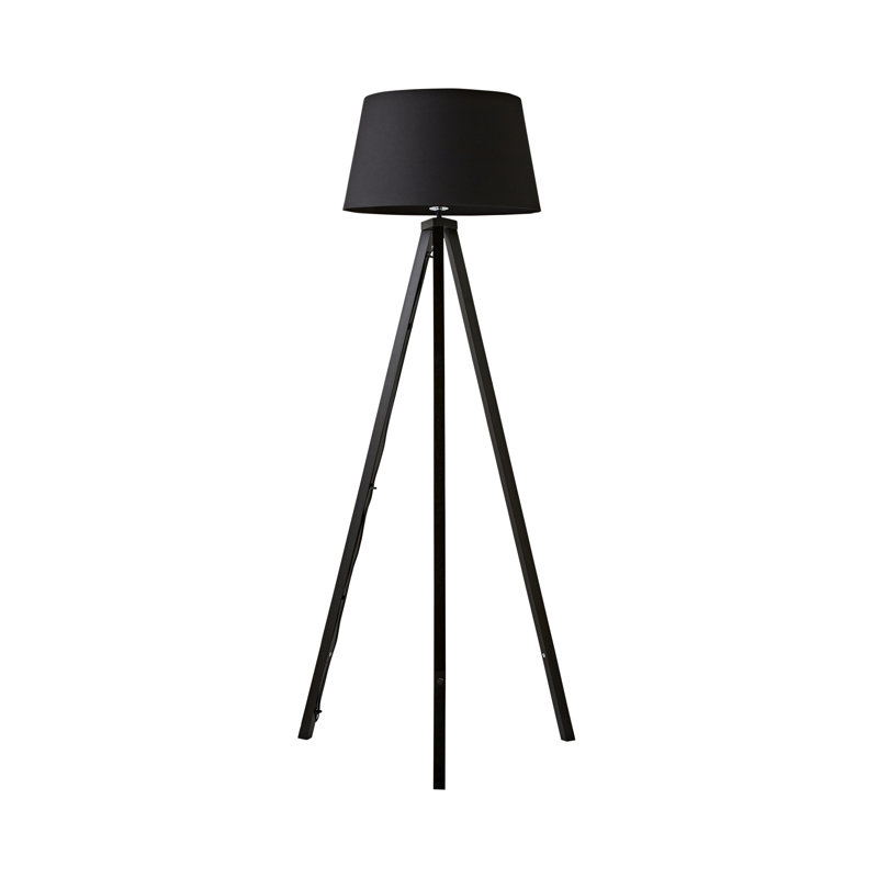 Nemours 159cm Basbro Tripod Floor Lamp Shade, Black, No, Black