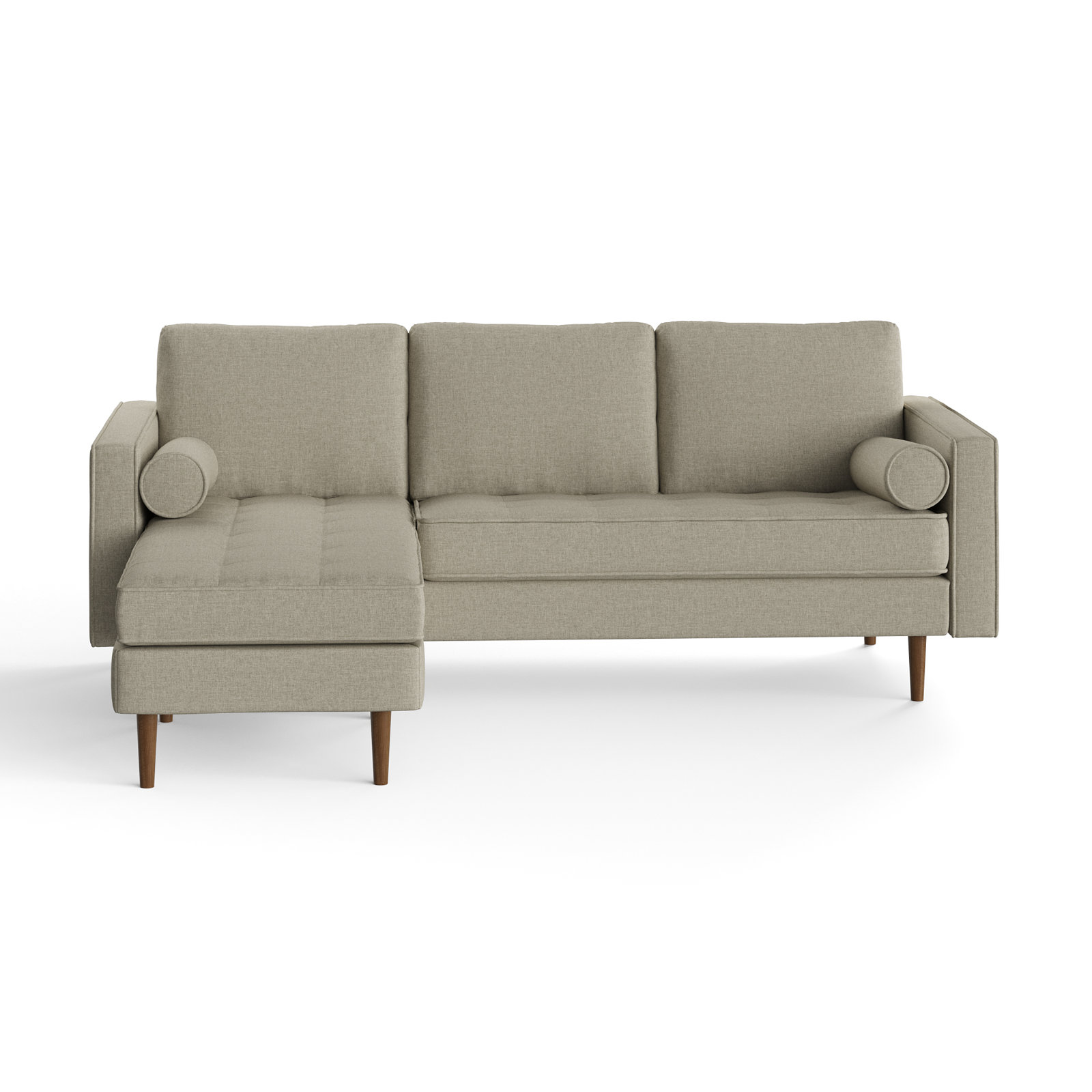 Geo 84" Wide Reversible Sofa and Chaise, Beige Fabric