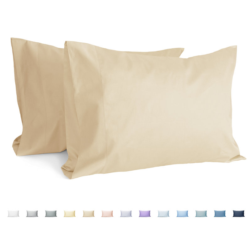 100% Cotton Sateen Pillowcase Envelope Pillowcases Set, Butter Cream, King Pillowcase