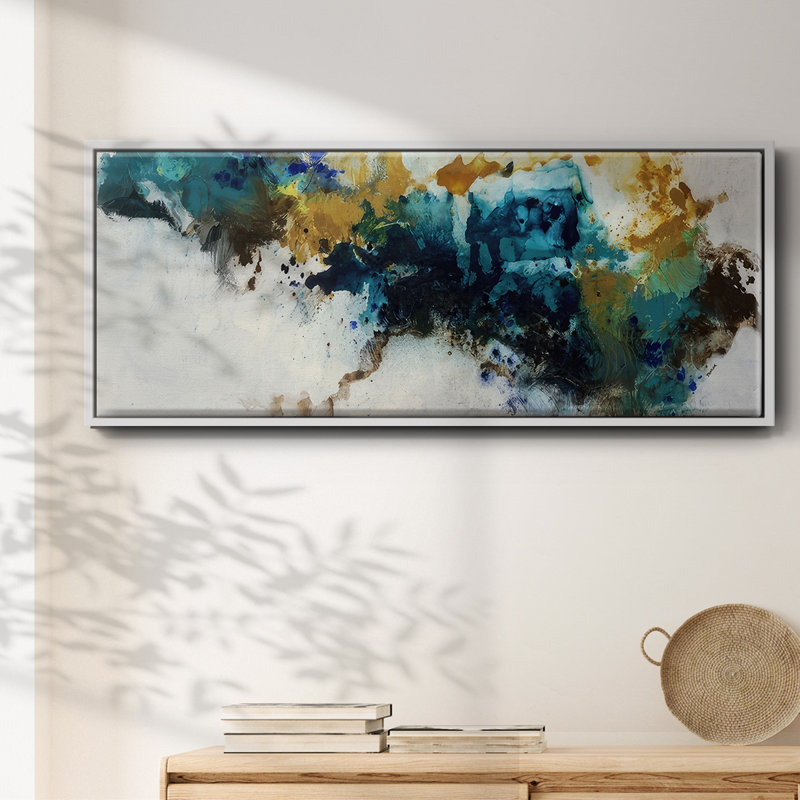 Teal Splat - toile encadrée, H 20 po x l 50 po