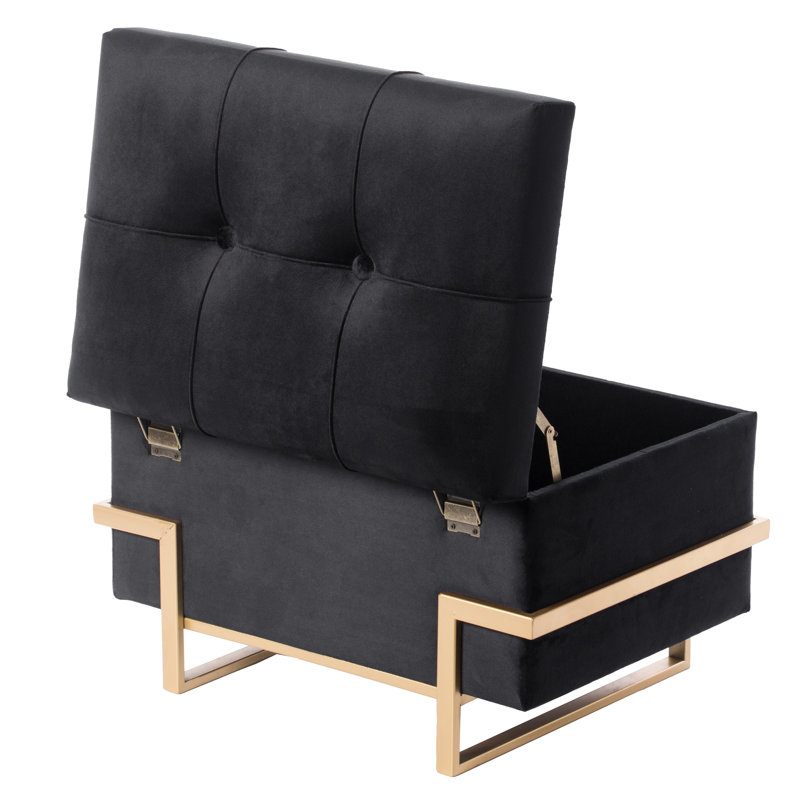 Havenhill Velvet Ottoman, Black