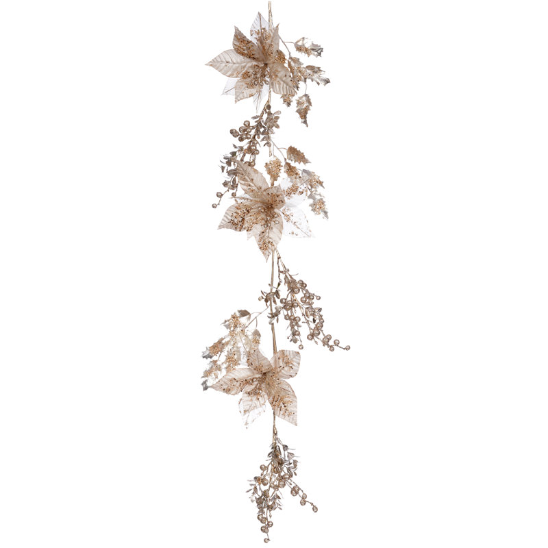 Poinsettia Ball Garland - 47 Inches Set Of 4