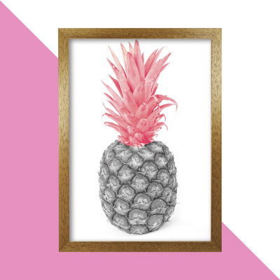 Black And Pink Pineapple Abstract - Print