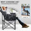 Chaise de camping chauffée surdimensionnée portative avec coussin, siège pliable chauffant pouvant supporter 500 lb-1307982597