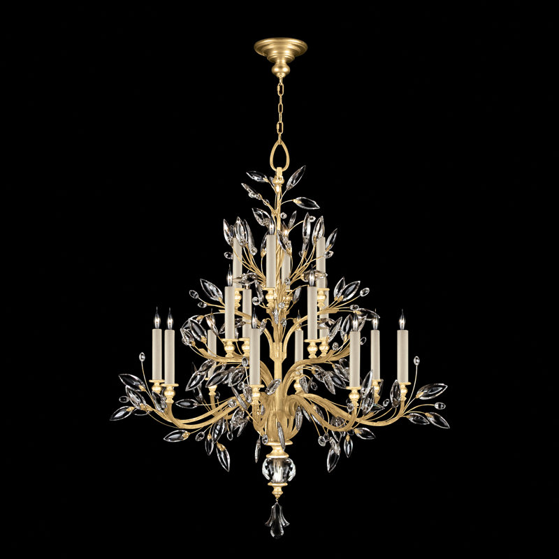 Lustre rond 45 po Crystal Laurel, Or