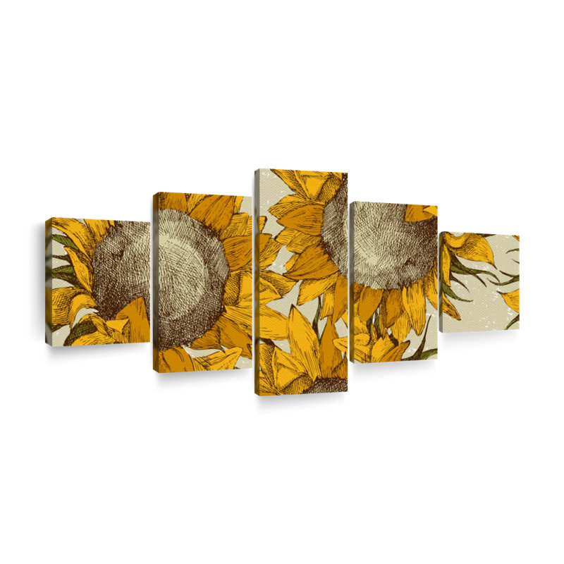 Yellow Sunflowers Multi Piece Canvas Print, H 42 po x l 92 po x 1,25 po