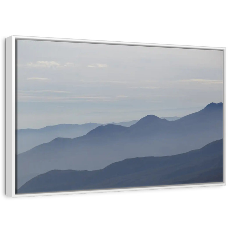 Foggy Mountain Range, Floating Frame White, 43" X 29"