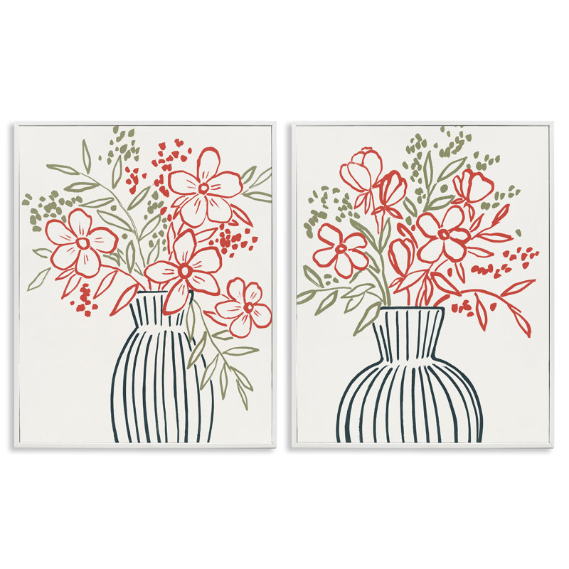 Ensemble de 2 giclées encadrées Botanical Outline Simplicity, design par Aria K., H 20 po x l 16 po