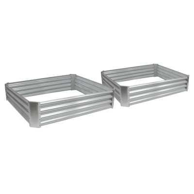 Square Galvanised Steel Raised Garden Beds - 120cm x 120cm - Silver
