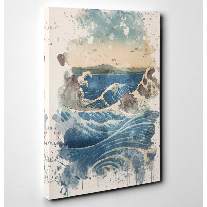 Japanese Oriental Awa Province, Naruto Whirlpools Painting on Canvas - Wrapped Canvas, 76cm H x 50cm W