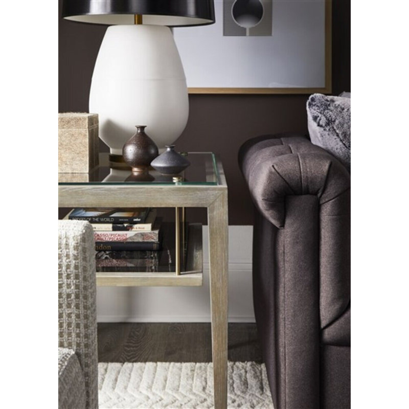 Chaise longue rembourrée Thom Filicia Home, Gris colombe, Mélange de polyester neige Tommy