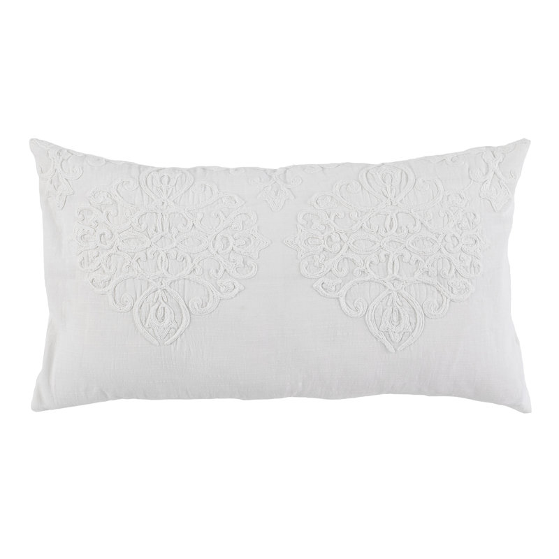 Reagan Damask Cotton Pillow Sham, White