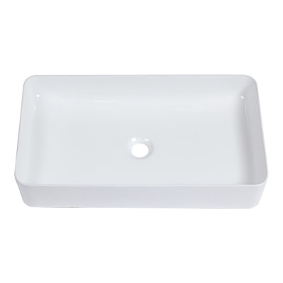 Quality 24x14 Ceramic Rectangular Vessel Sink - White, Smooth, For Various Applications Contemporary 24"x14" Bathroom Rectangular, Polished, Locations