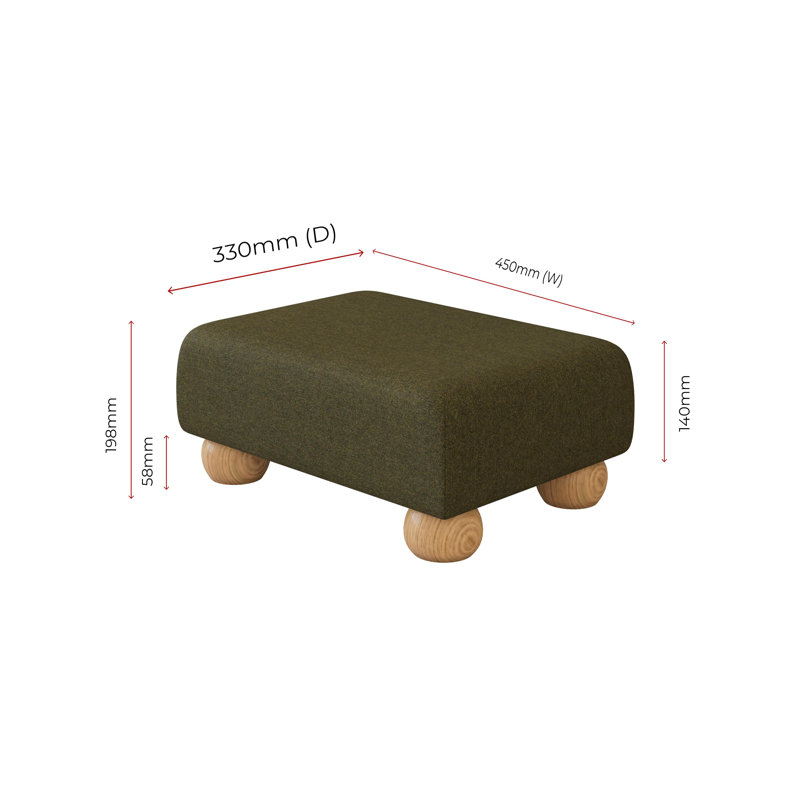 Autryville Wood Bun Feet - Fabric, Poz, Cyprus Green, Natural