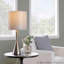 Lampe de table contemporaine 23 po en métal nickel brossé et lin gris de Grandview Gallery - ensemble de 2