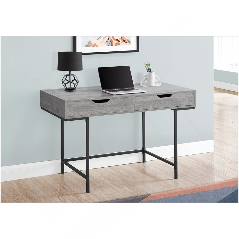 Computer Desk, Home Office, Laptop, Storage Drawers, 48"L, Work, Grey Laminate, Black Metal, Contemporary, Modern, Grey/Black