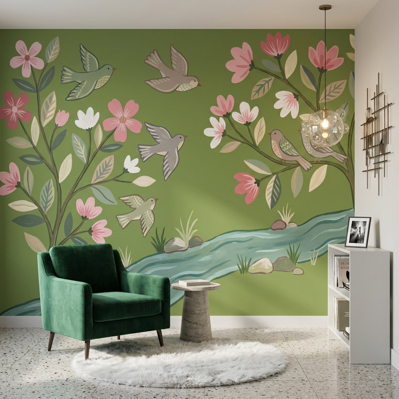 Murales fleurs de printemps, 120 po x 96 po, Non-Woven Nonpasted