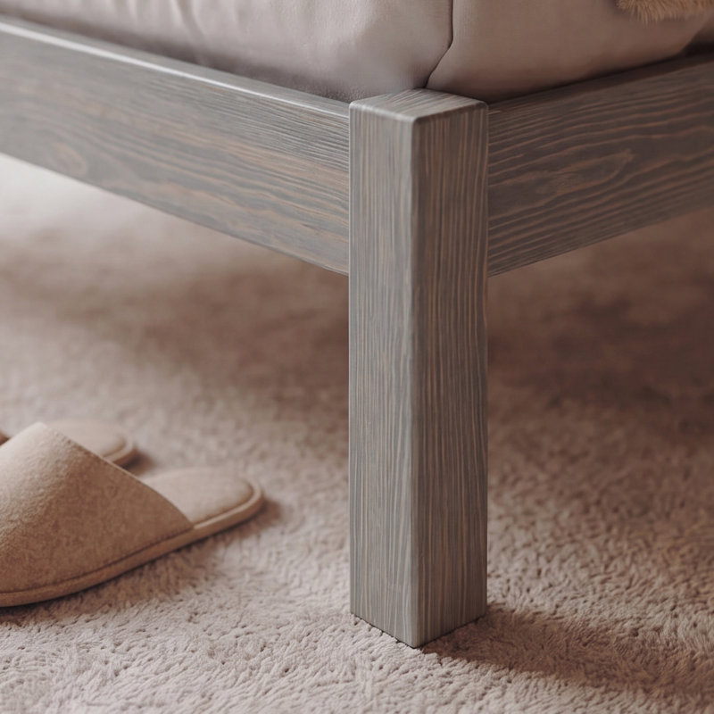 Ivor Bed Frame, 85" x 85", Gray Wood