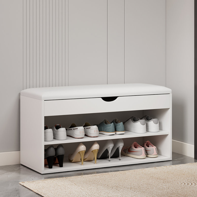 27.6'' Shoe Storage Bench, White