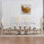 Table de salle à manger moderne à dessus en marbre avec base en acier inoxydable chromé, idéale pour un décor élégant et polyvalent-1097924010-1097924013