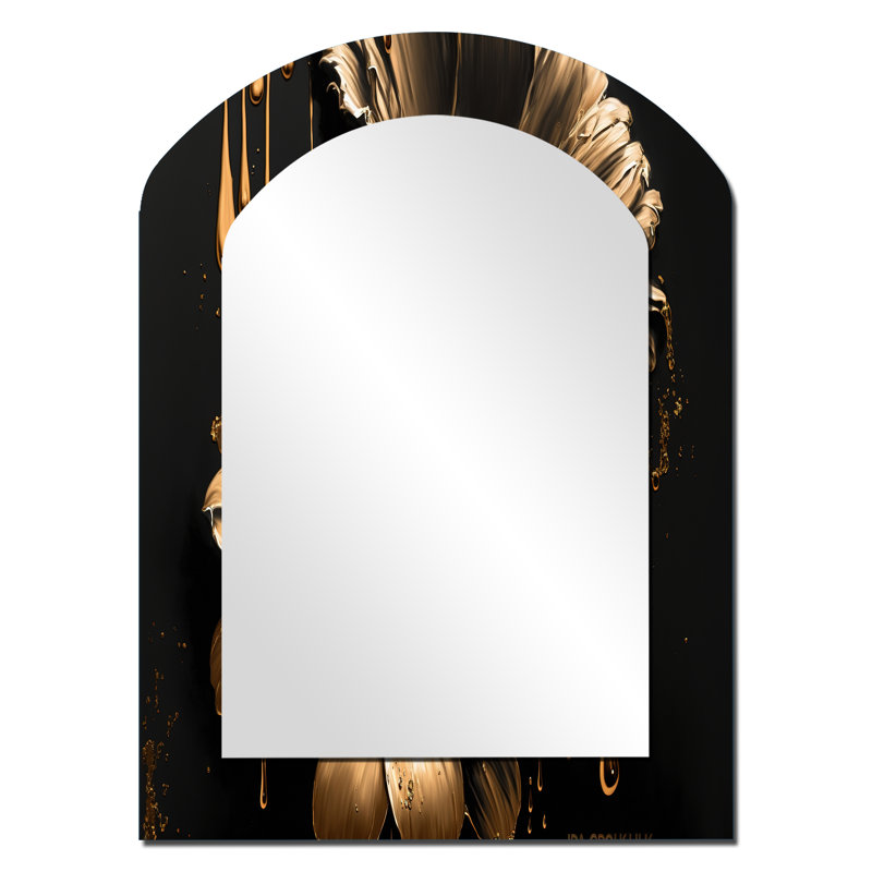 Miroir mural noir et doré Daisy III, 34 po x 25 po