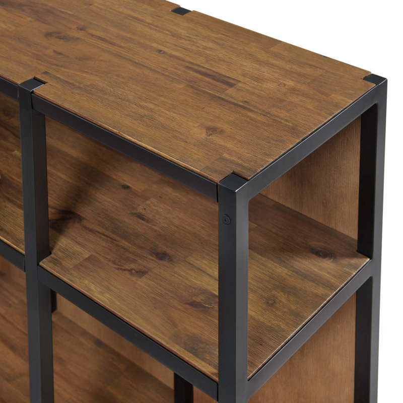 Acacia Wood L-Shaped Corner Desk with Storage Credenza