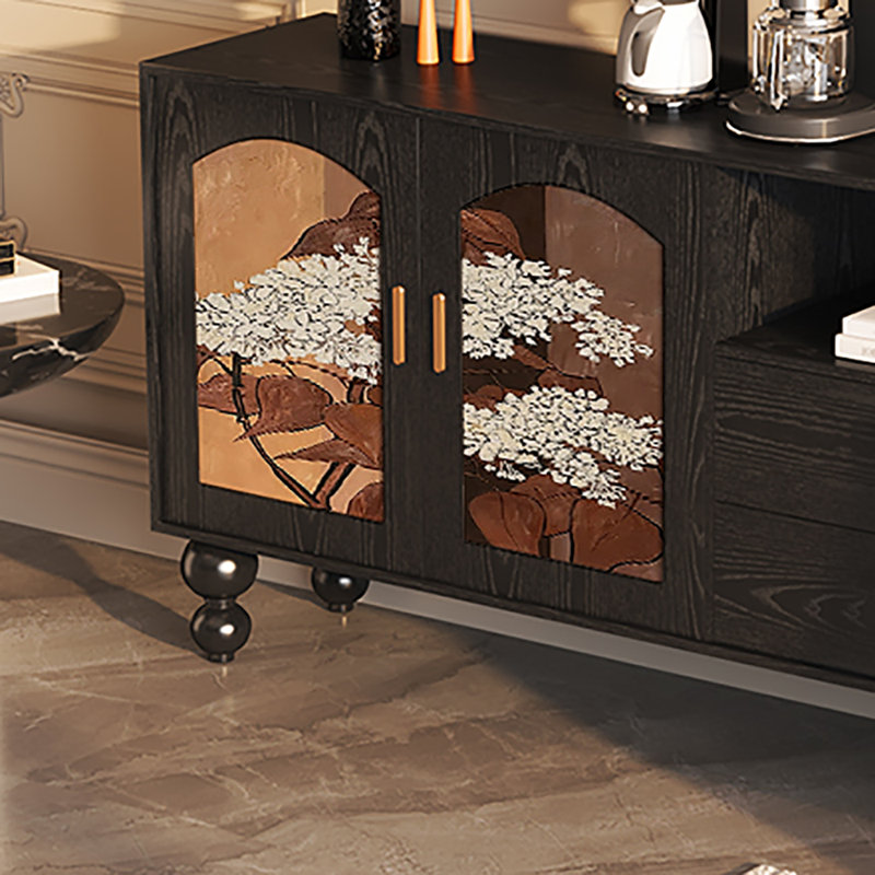 Buffet grande capacité 59,1 po, Noir / brun