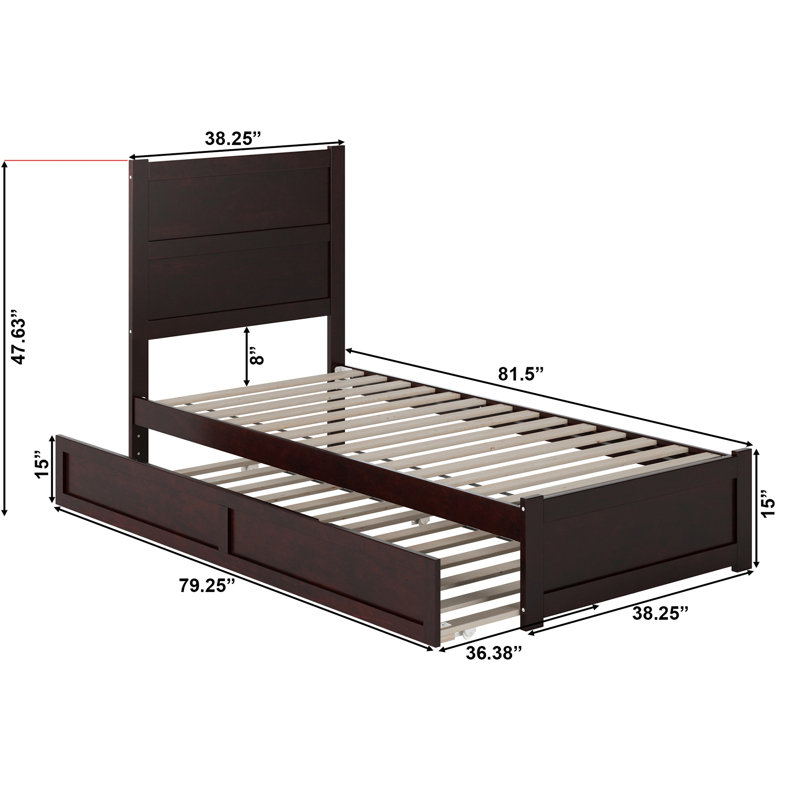 Ivor Solid Wood Trundle Bed, Twin XL, Espresso