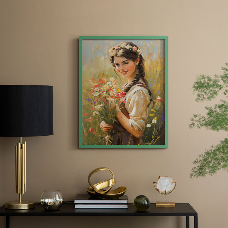 Reproduction encadrée WOMEN Series CCL XXXII - bois massif, Vert, H 15 po x l 12 po