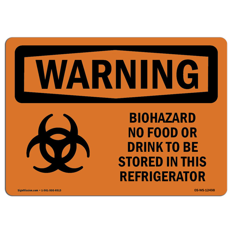 Signe «Biohazard» sans nourriture ni boisson, H 18 po x l 24 po x P 0,1 po