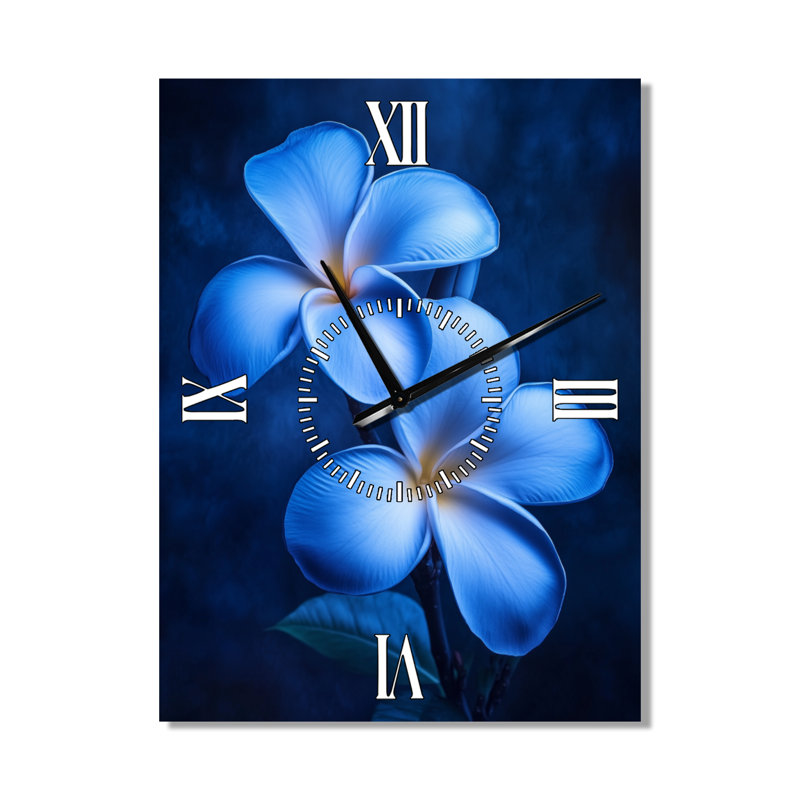 Horloge murale tropicale Indigo Island Plumeria Bloom I, H 32 po x l 24 po - Rectangle