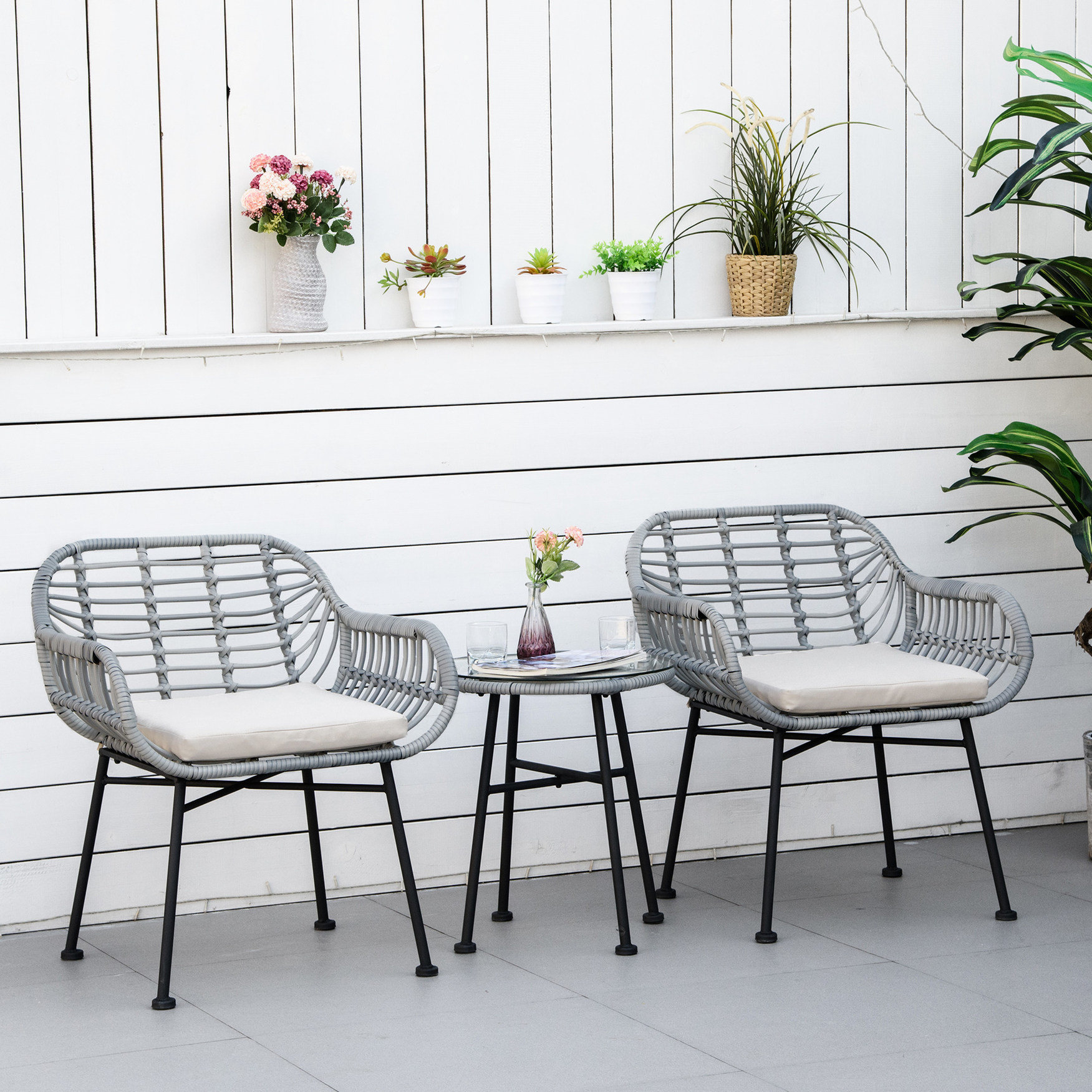 Ebern Designs 3 Piece Outdoor Bistro , Patio Furniture With Relaxing ...