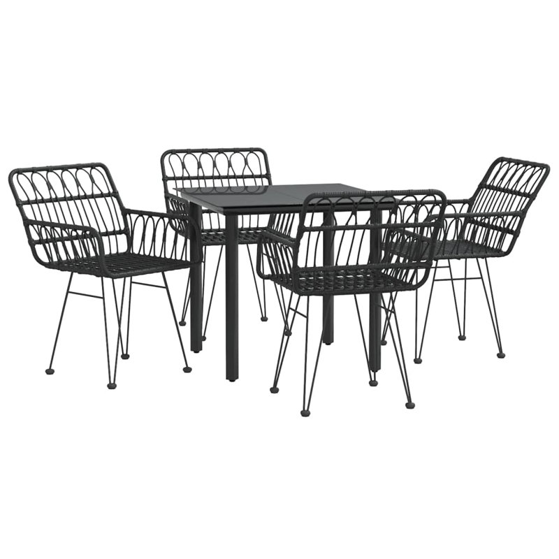 Ensemble repas d'extérieur 31,5 po Madancy Square, 4, Noir
