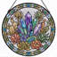 Panneau de vitrail de cristal succulent en cristal H H 12 po-131577859