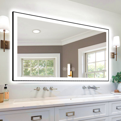 Miroir de salle de bain 55 "à DEL sans cadre 55", miroir intelligent