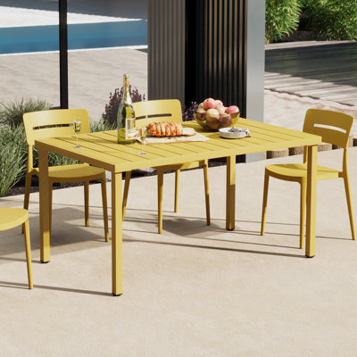 59"×35.4" Outdoor Metal Rectangular Dining Table
