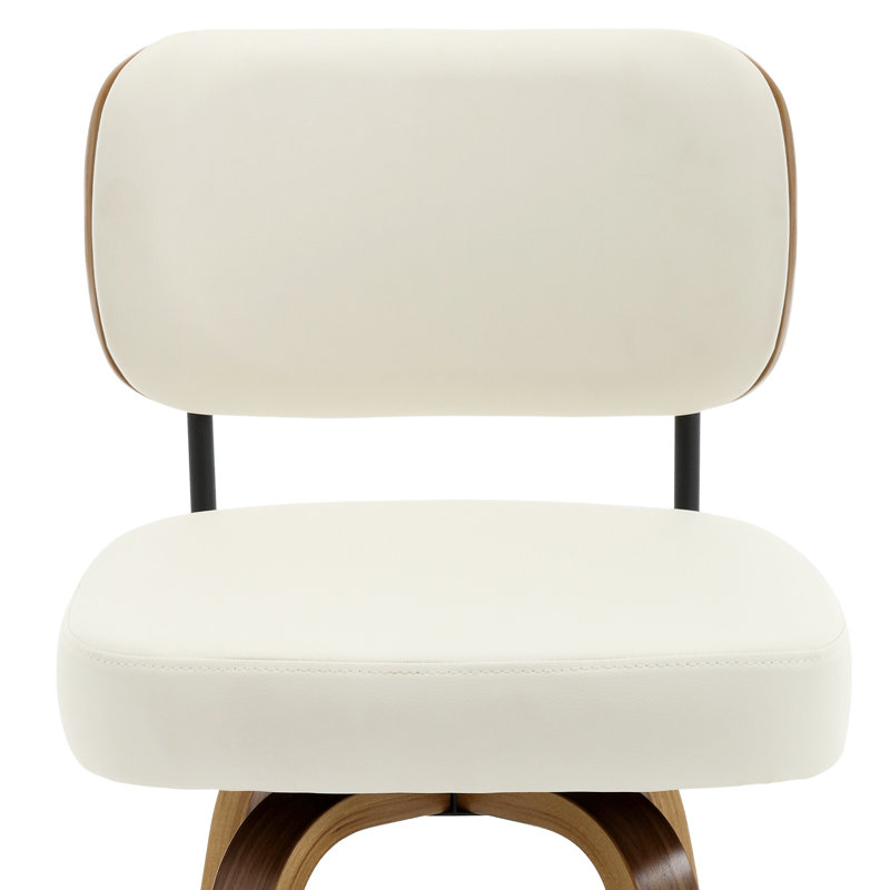 Swivel Bar Stools & Counter Stools Walnut Bentwood & Faux Leather, 1, White