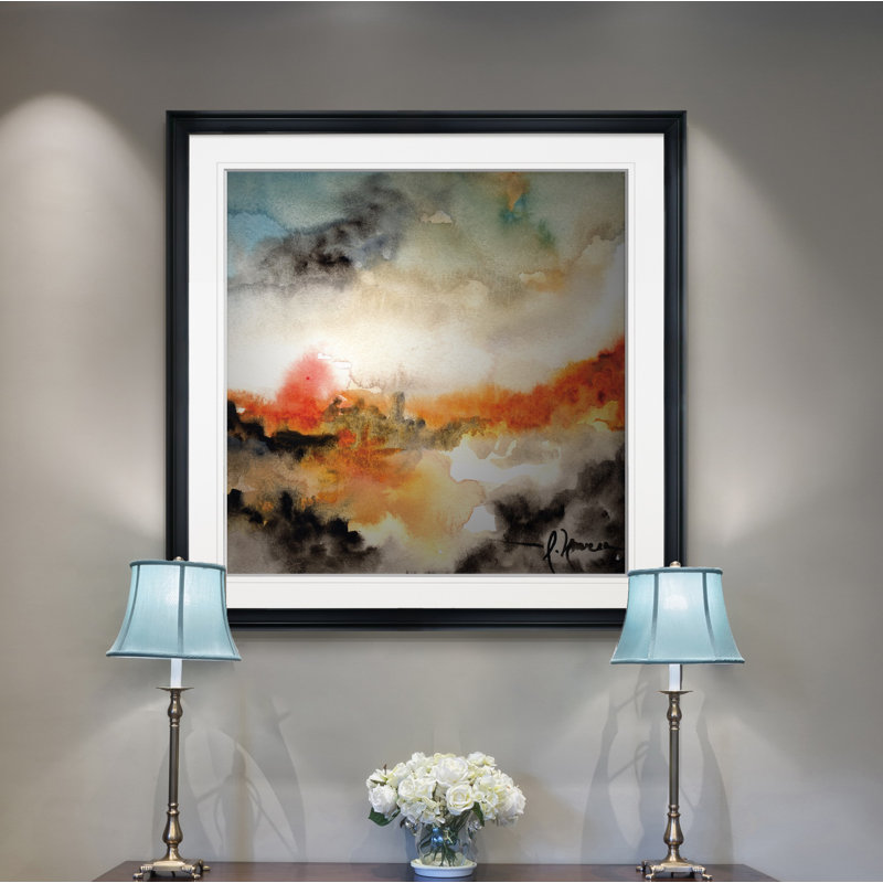 'Acuarela I' Painting, 28" H x 28" W x 1.5" D, Black Framed
