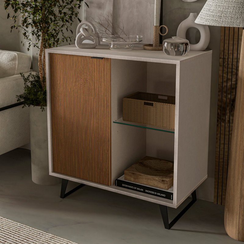 Khyli Accent Cabinet, Cotton/Wood, 36" H x 36" W x 17.5" D