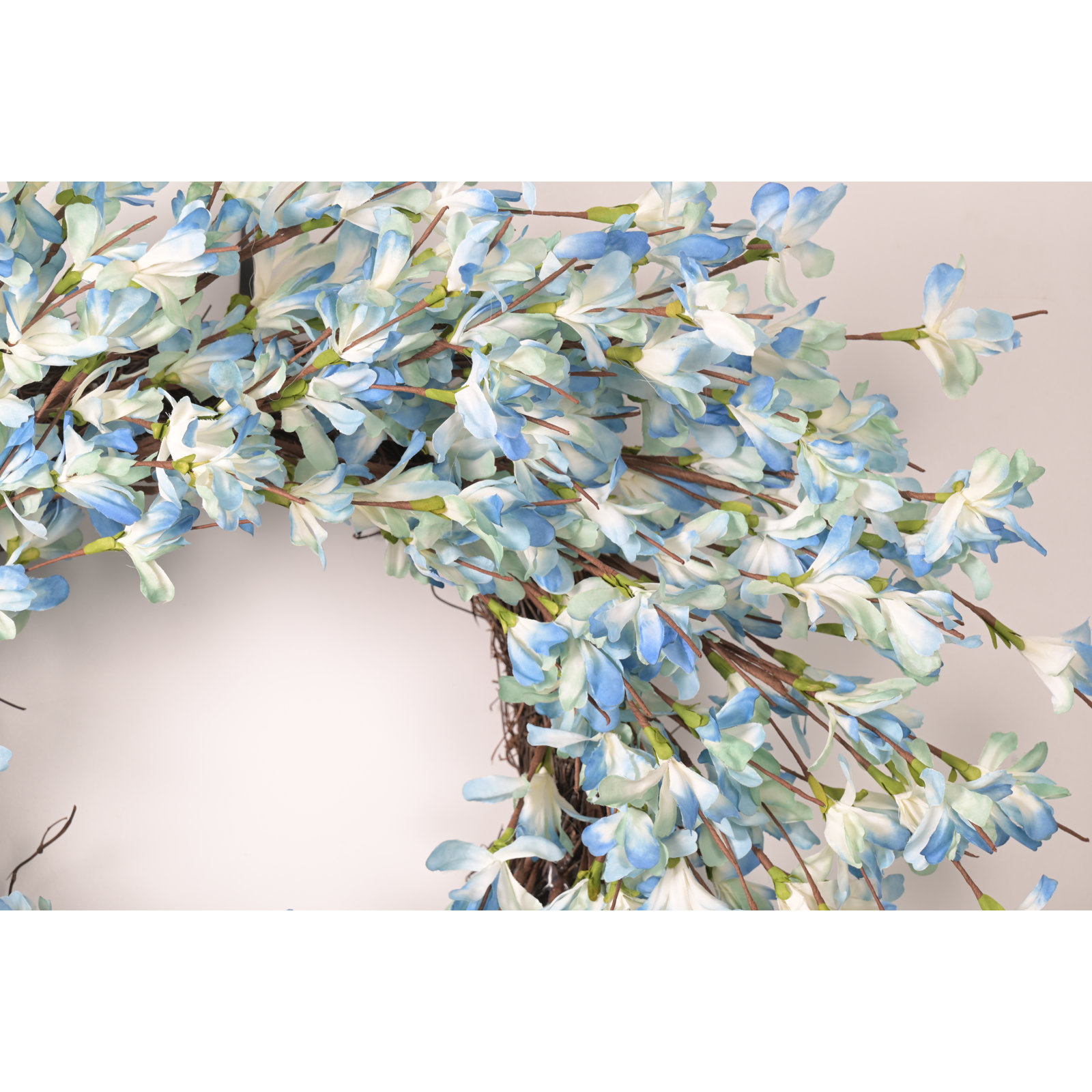 24" Handcrafted Forsythia No Holiday Wreath, Blue