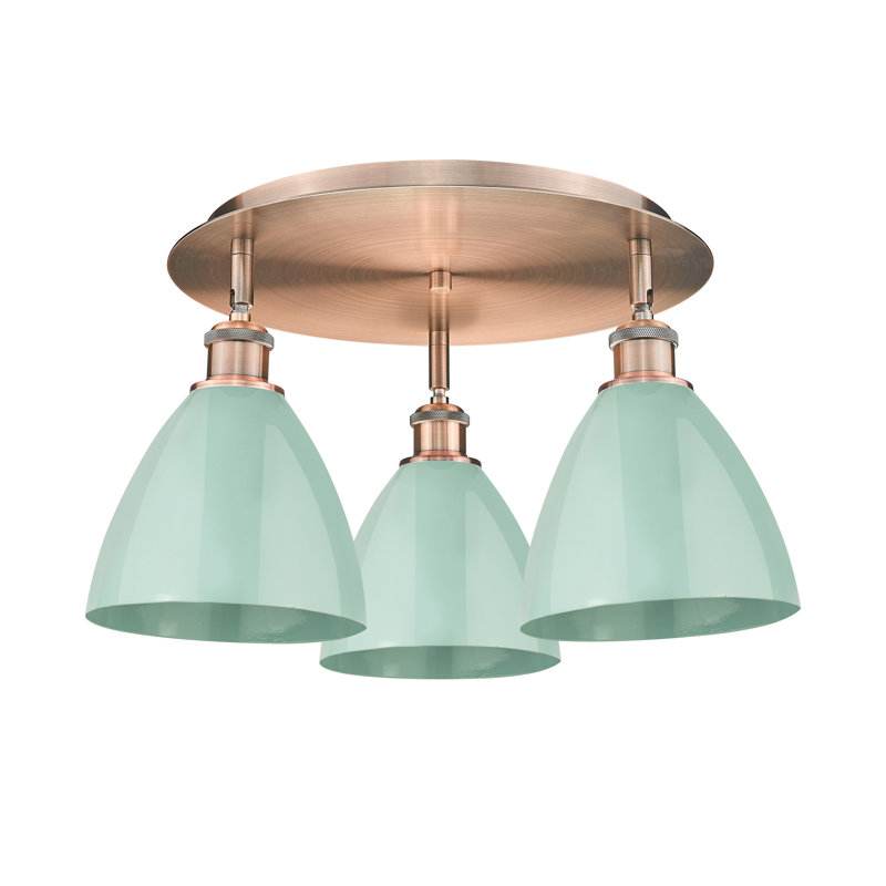 Plafonnier encastré 3 lumières 7,5 po Allare, Écume de mer, écume de mer, Cuivre antique