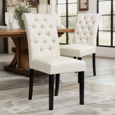 Selema Linen Upholstered Dining Parsons Chairs