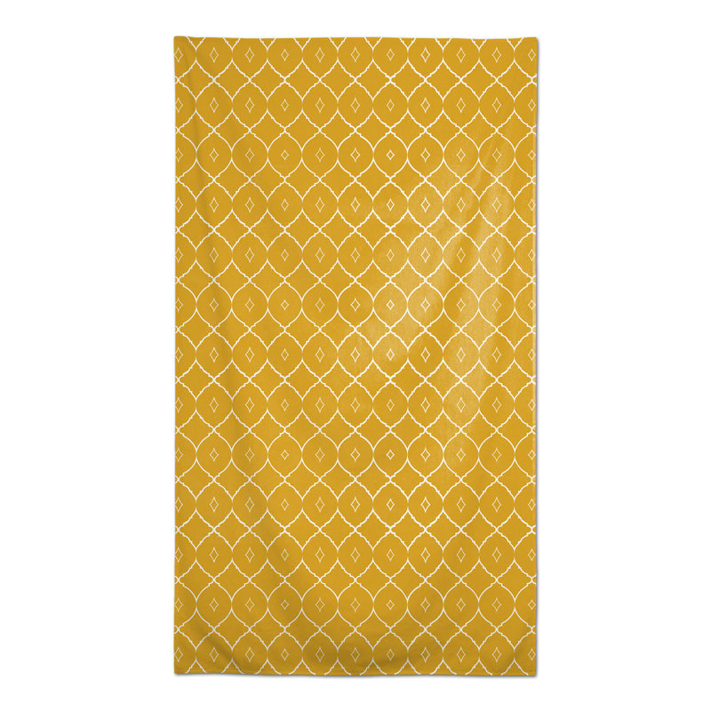 Rectangular Geometric Polyester Tablecloth, Yellow