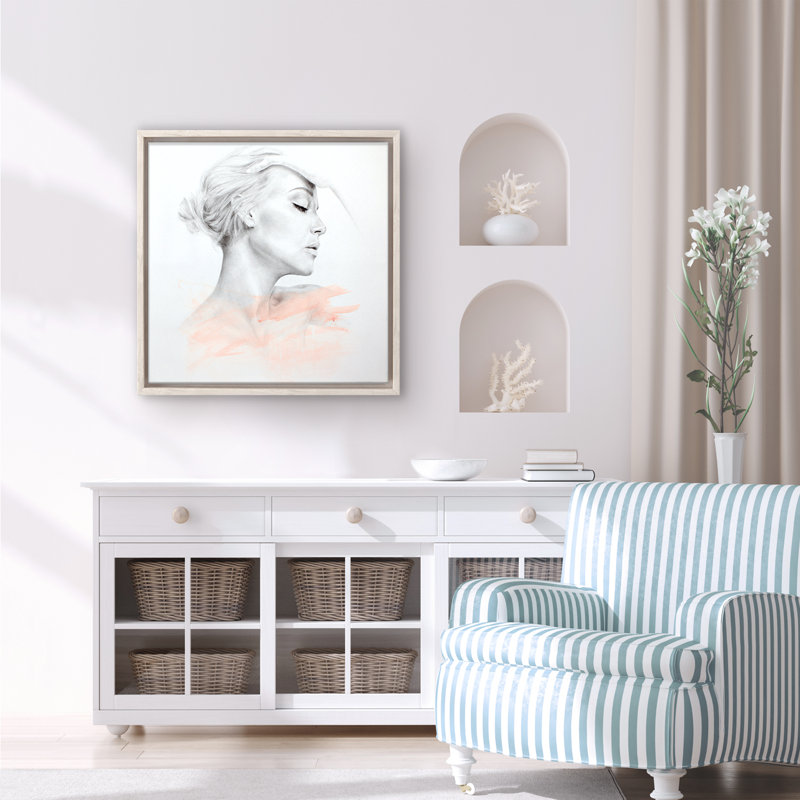 Classic Elegance Surrender IV by  - Floater Frame Print on Canvas, 30" H x 30" W x 2.375" D, Framed Canvas, Beige
